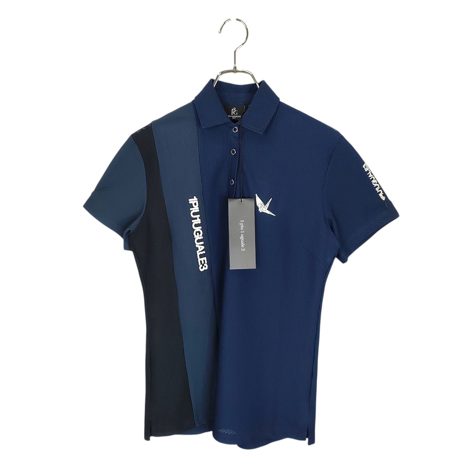 1PIU1UGUALE3 GOLF ウノピゥウノウグァーレトレ ゴルフ 24SS POLO STRIPE SWITCH 半袖 ポロシャツ GST191-POE488 3 L ネイビー レディース