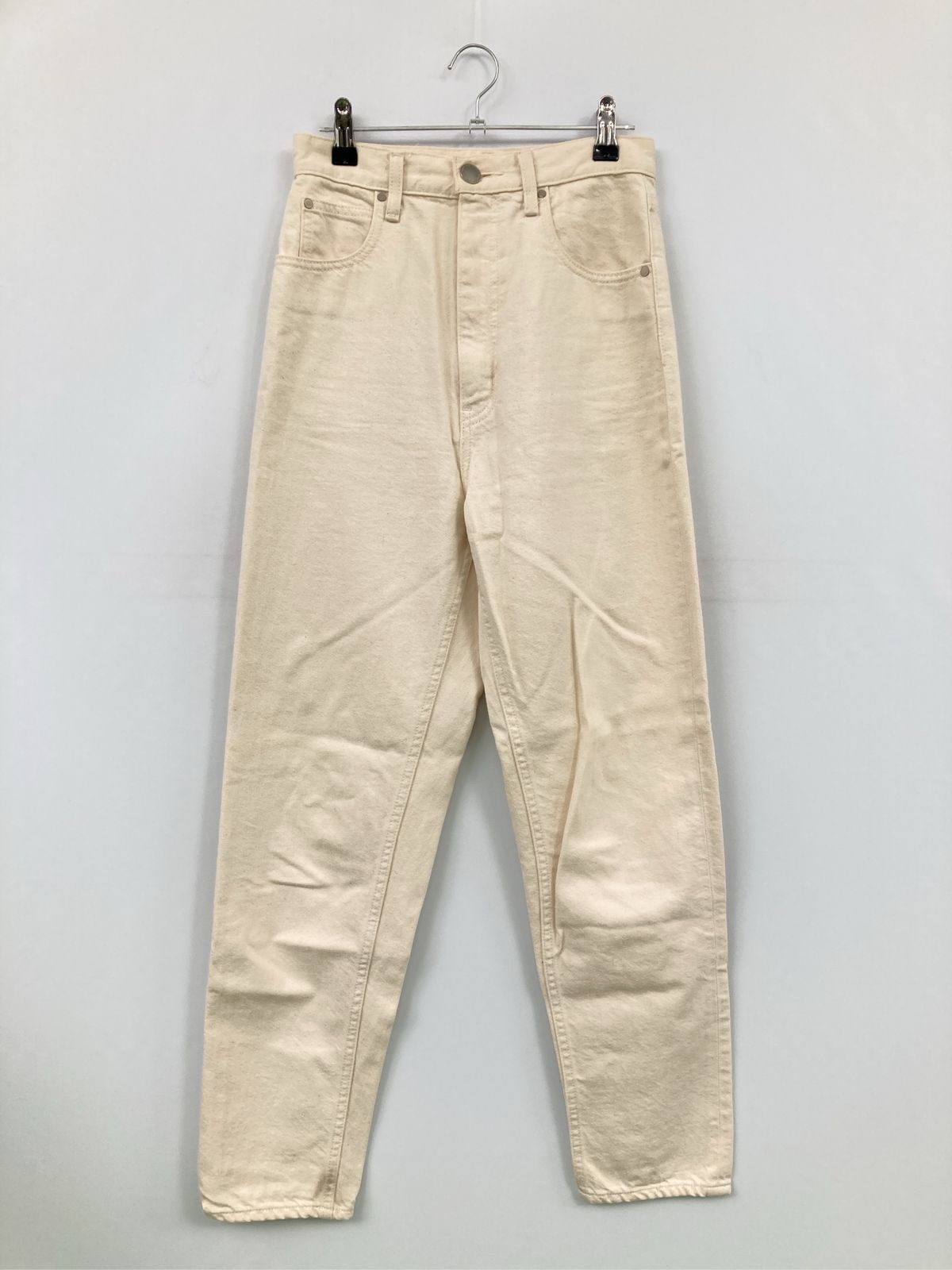 blkby Jeans デニムパンツ 23 アイボリー フルレングス 無地 スタンダード テーパード ハイウエスト リジッド・ワンウォッシュ レディース