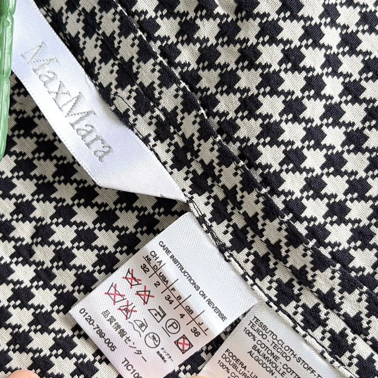最高級白タグ Max Mara マックスマーラ ハウンドトゥース 千鳥格子柄 
