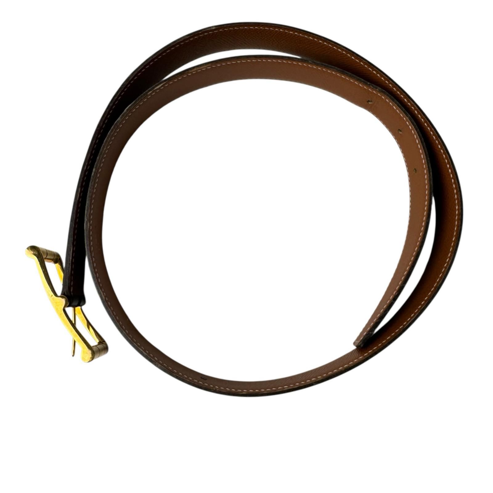 エルメス HERMES アピ レザーベルト ゴールド金具 □B刻印 ♯90 メンズ 