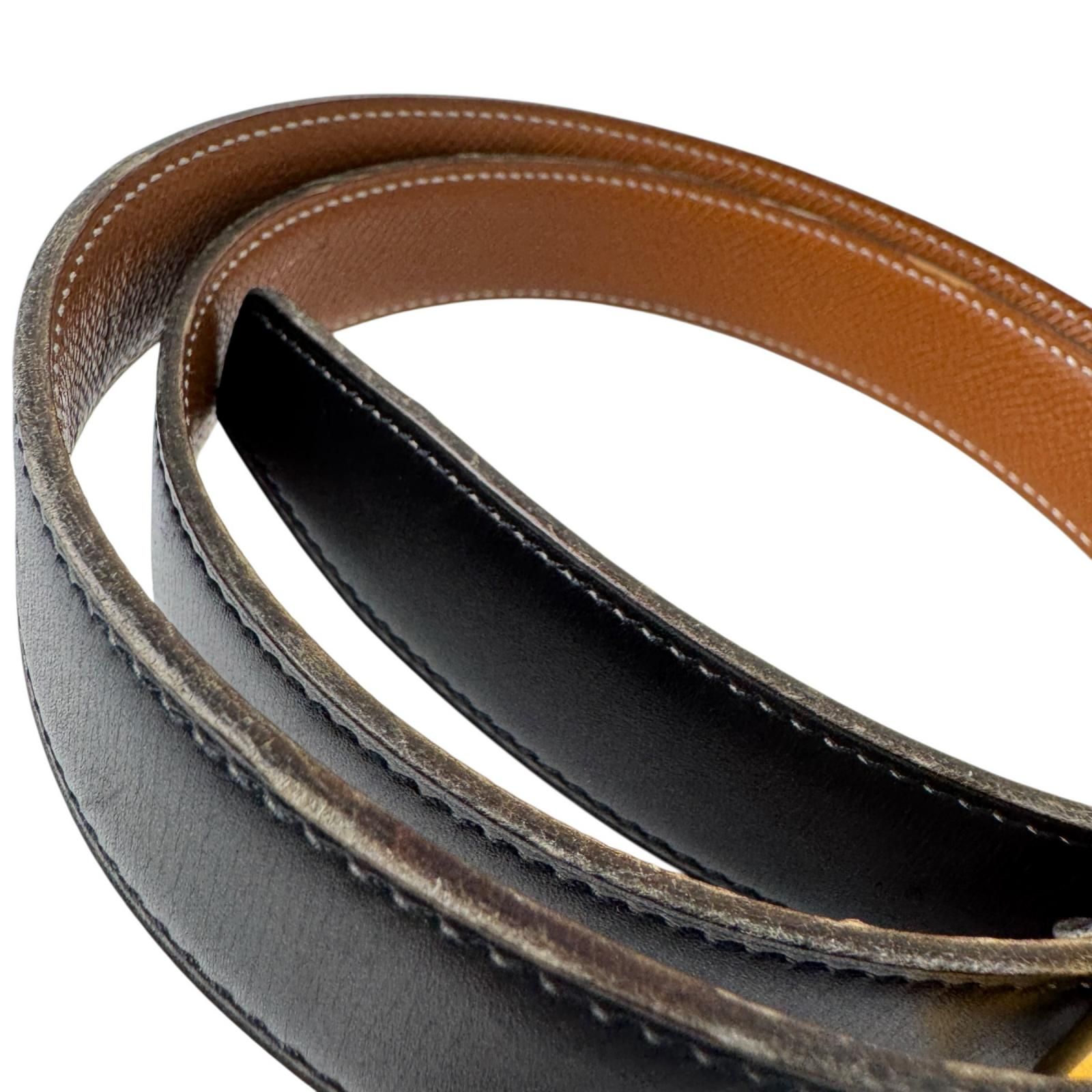 エルメス HERMES アピ レザーベルト ゴールド金具 □B刻印 ♯90 メンズ