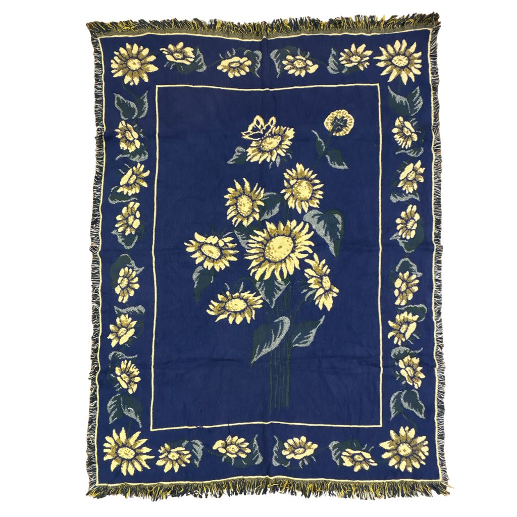 Jacquard Sun Rug ヴィンテージ　ブランケット　ラグ　タペストリー vintageラグ ブランケット マルチカバー タペストリー ひまわり サン