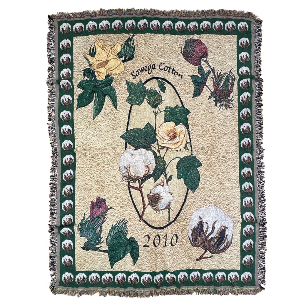 vintageラグ ブランケット マルチカバー タペストリー 2010 綿花 コットン フラワー Rug Blanket Cotton Boll 2921