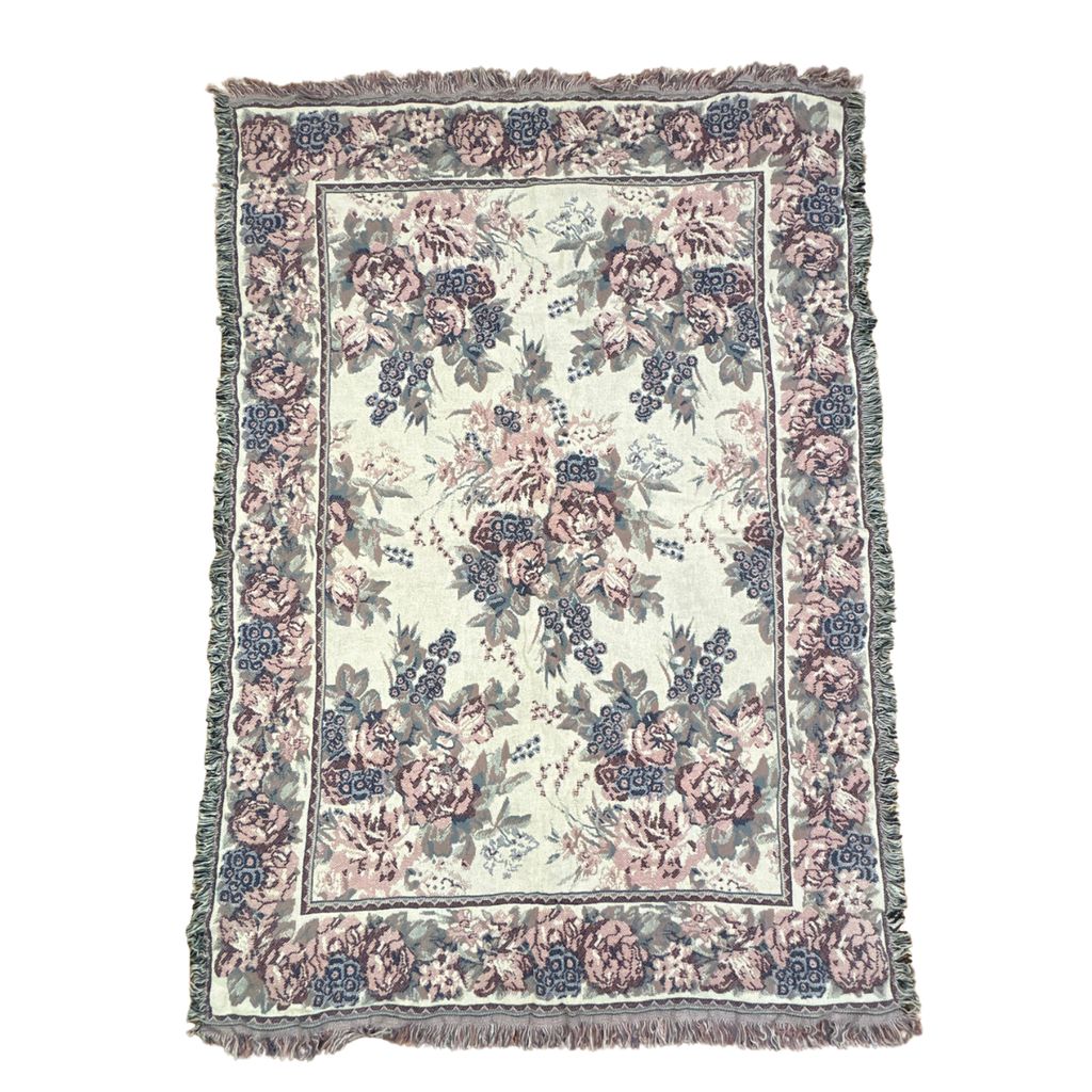 vintageラグ ブランケット マルチカバー タペストリー フラワー バラ ローズ 花 エレガント Rug Blanket Floral 2936