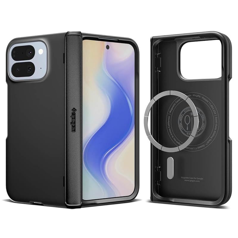 Spigen Pixel 10 Pro Fold ケース ヒンジ保護 Mafsafe対応 マット仕上げ シンプル 耐久性 スリムアーマー プロ マグフィット ACS09741 (ブラック)