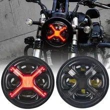 5.75インチ スモーク Xスタイル LEDヘッドライト ホワイト DRL DOT承認 45W スーパーハーレー スポーツスター アイアン 883 ダイナ ソフテ