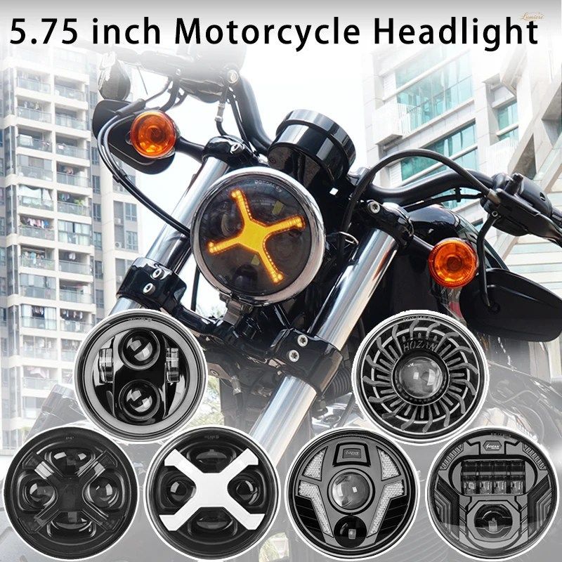 5.75インチ オートバイ用LEDヘッドライト 5-3/4 Xスタイルヘッドライト ハーレー883 1200 X48 レビューなどに対応するカスタムパーツ