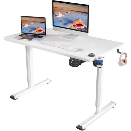 Dripex 昇降デスク 電動 幅110cm 一枚天板 ゲーミングデスク 簡単組立 スタンディングデスク メモリー機能付き パソコンデスク 無段階高さ調節 オフィスワークテーブル 高さ調節デスク 耐荷重80KG 在宅勤務 収納フック付き メー 241cb1f0