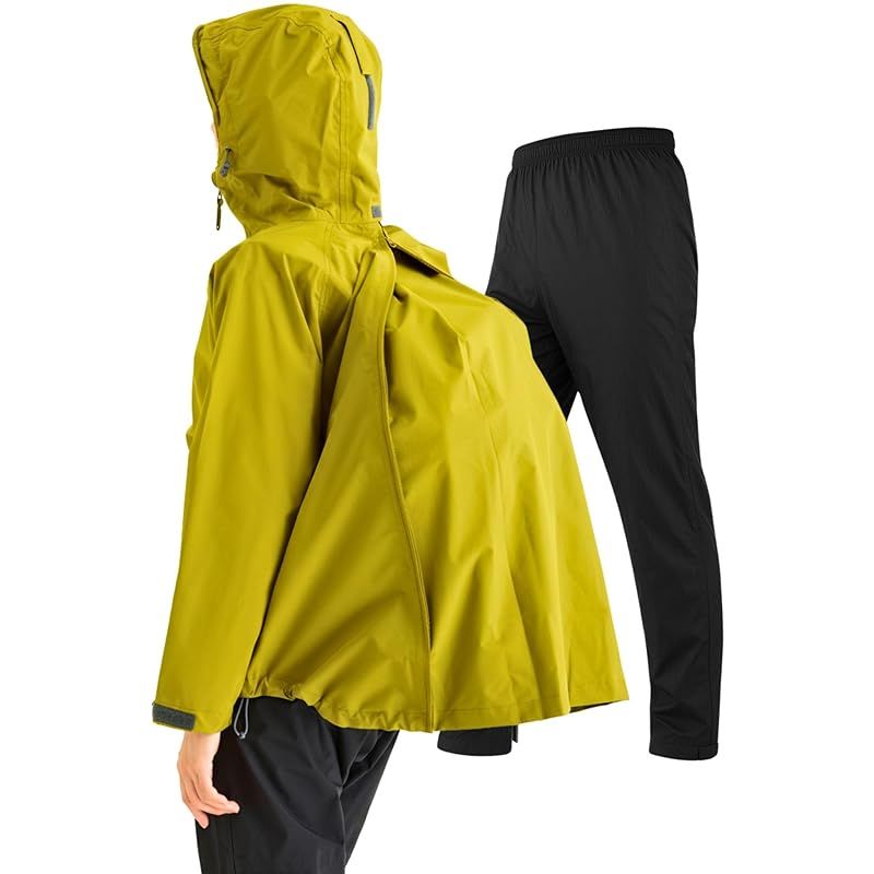 【新品】 [ベンケ] 【リュックも濡れない】 レインウェア 上下セット レディース 防水 雨具 カッパ 自転車 レインパンツ 登山 釣り サイクル (カーキ L)