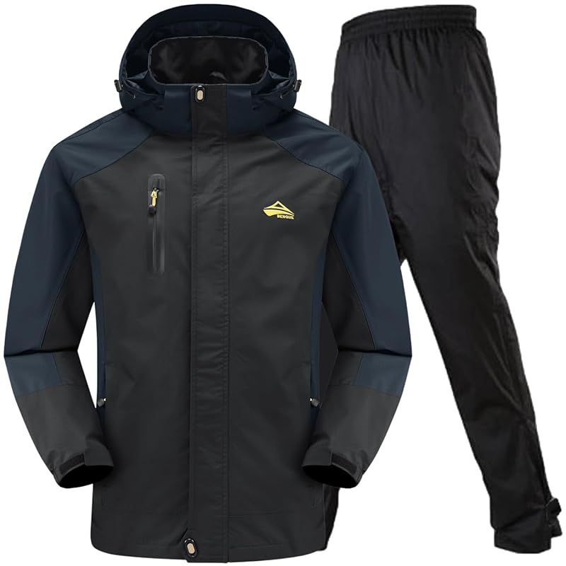 【新品】 [ベンケ] 【大雨でも快適】 レインウェア 登山 上下 メンズ アウトドアジャケット 釣り トザン ウェア レインパンツ マウンテンパーカー マウンテンジャケット 防水 撥水 カッパ 雨具 (ブラック M)