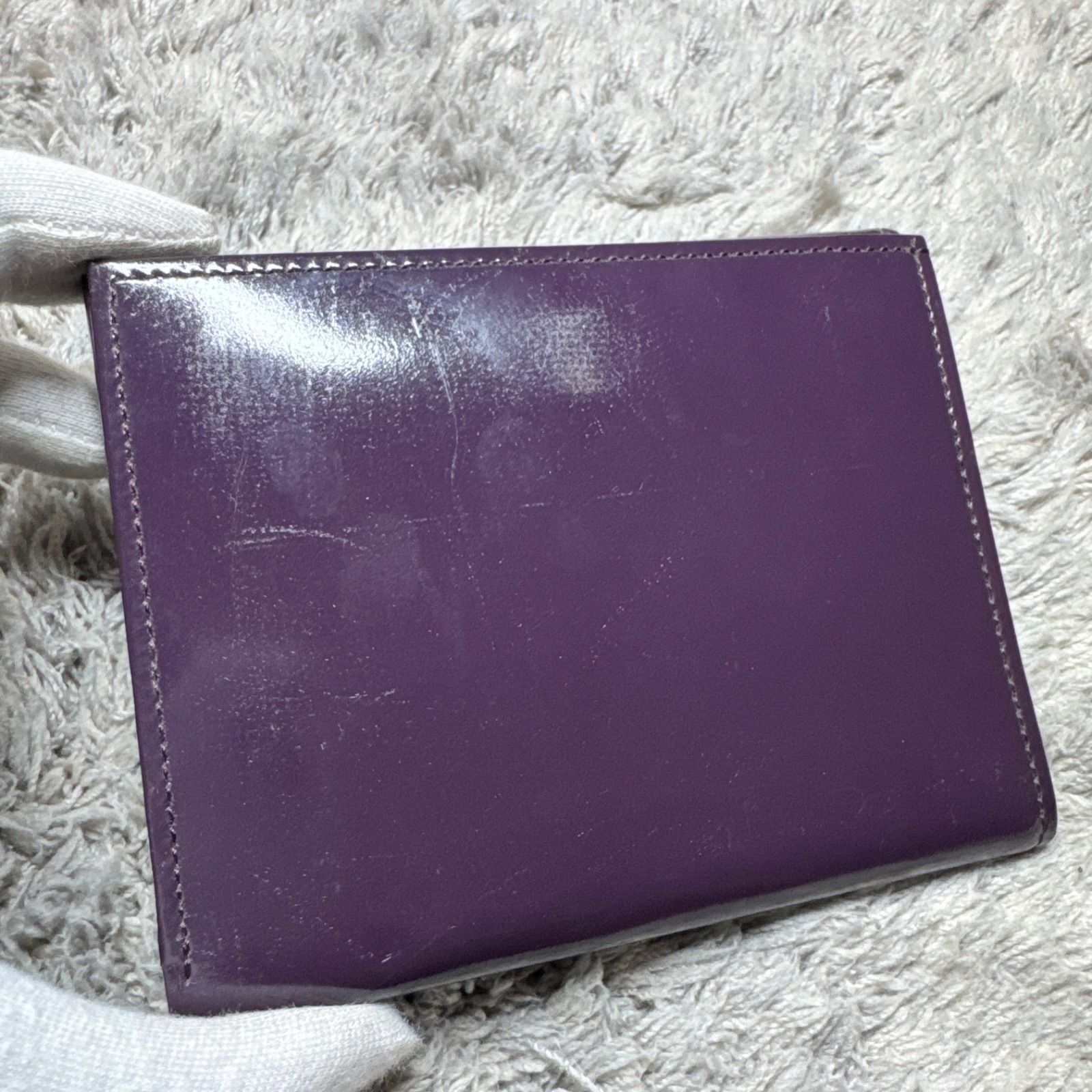 BURBERRY バーバリー 二つ折り財布 エナメル ノバチェック パープル