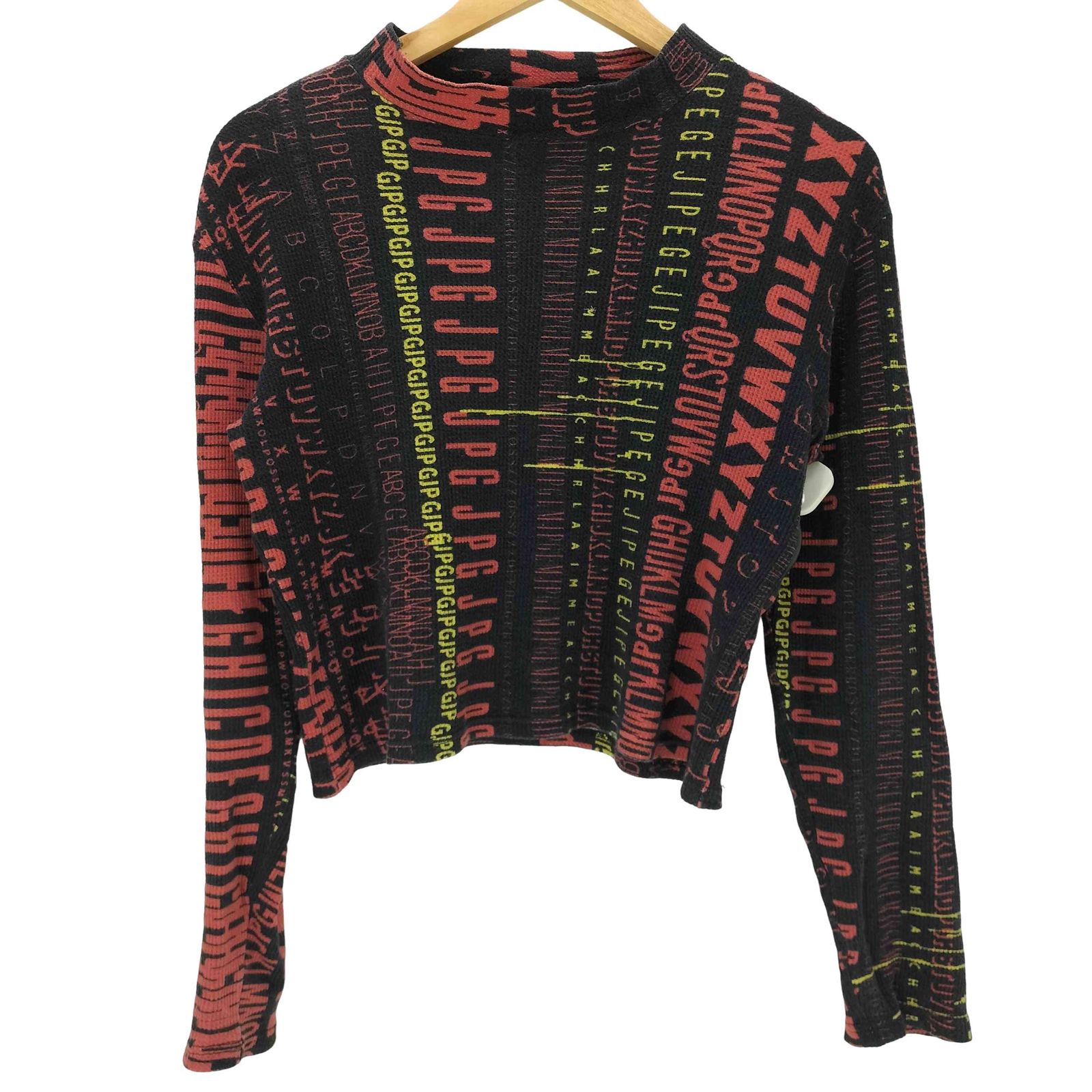 ジページェバイジャンポールゴルチエ JPG by GAULTIER 80-90S OLD ワッフル サーマル 生地 総柄 クロップド L/S カットソー archive アーカイブ レディース 表記無