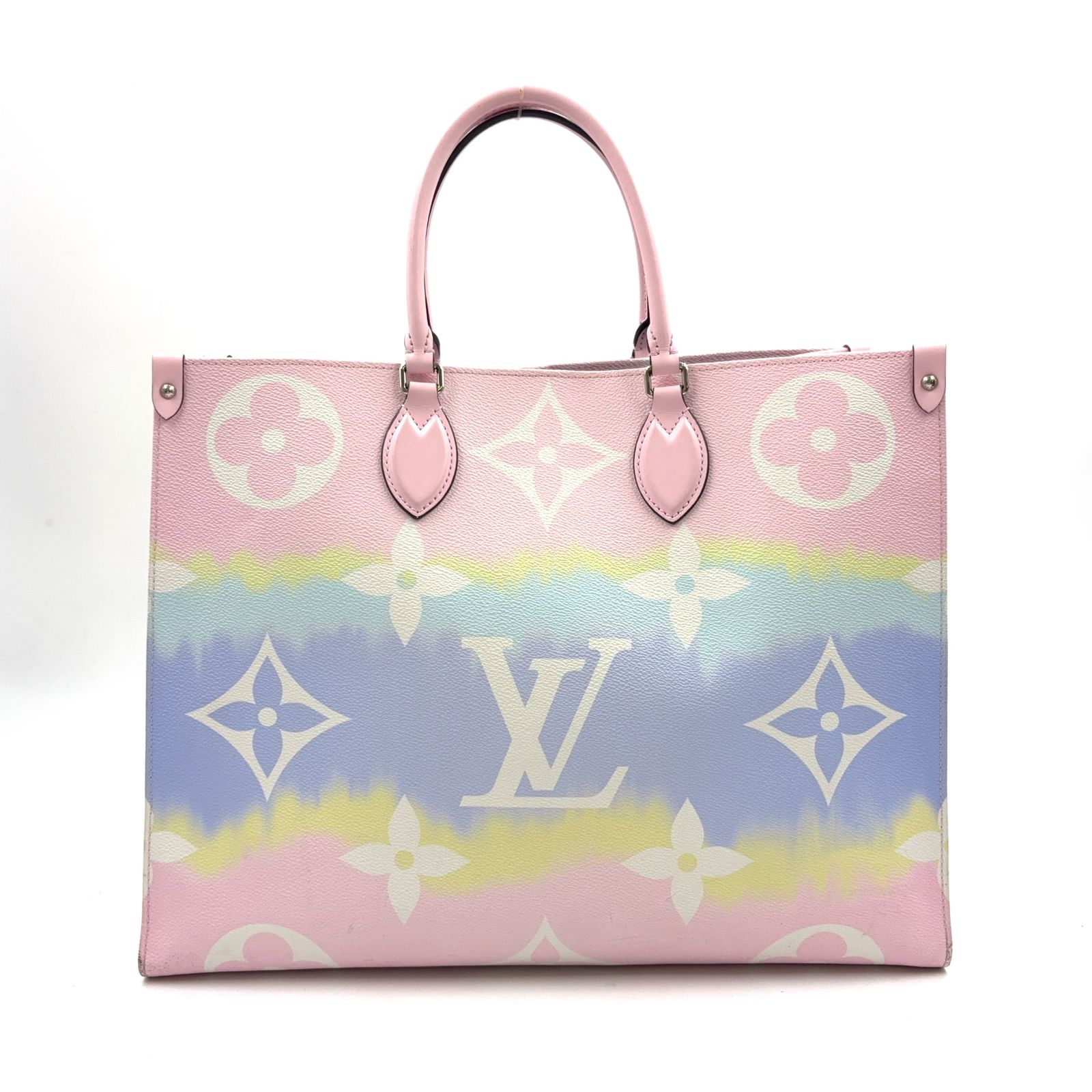 【新着】LOUIS VUITTON LVエスカル オンザゴーGM モノグラムジャイアント レザー、PVC マルチカラー、ライトピンク トートバッグ シルバー M45119