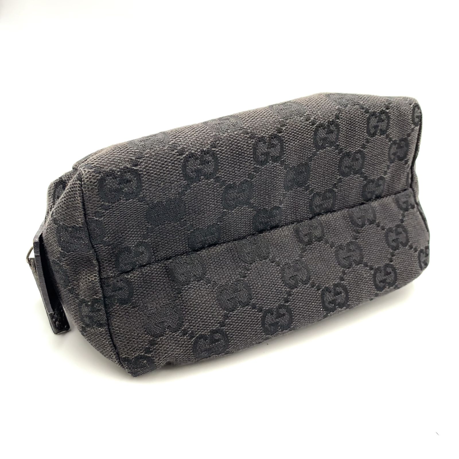 GUCCI GG柄 レザー、キャンバス ブラック ポーチ シルバー 29595