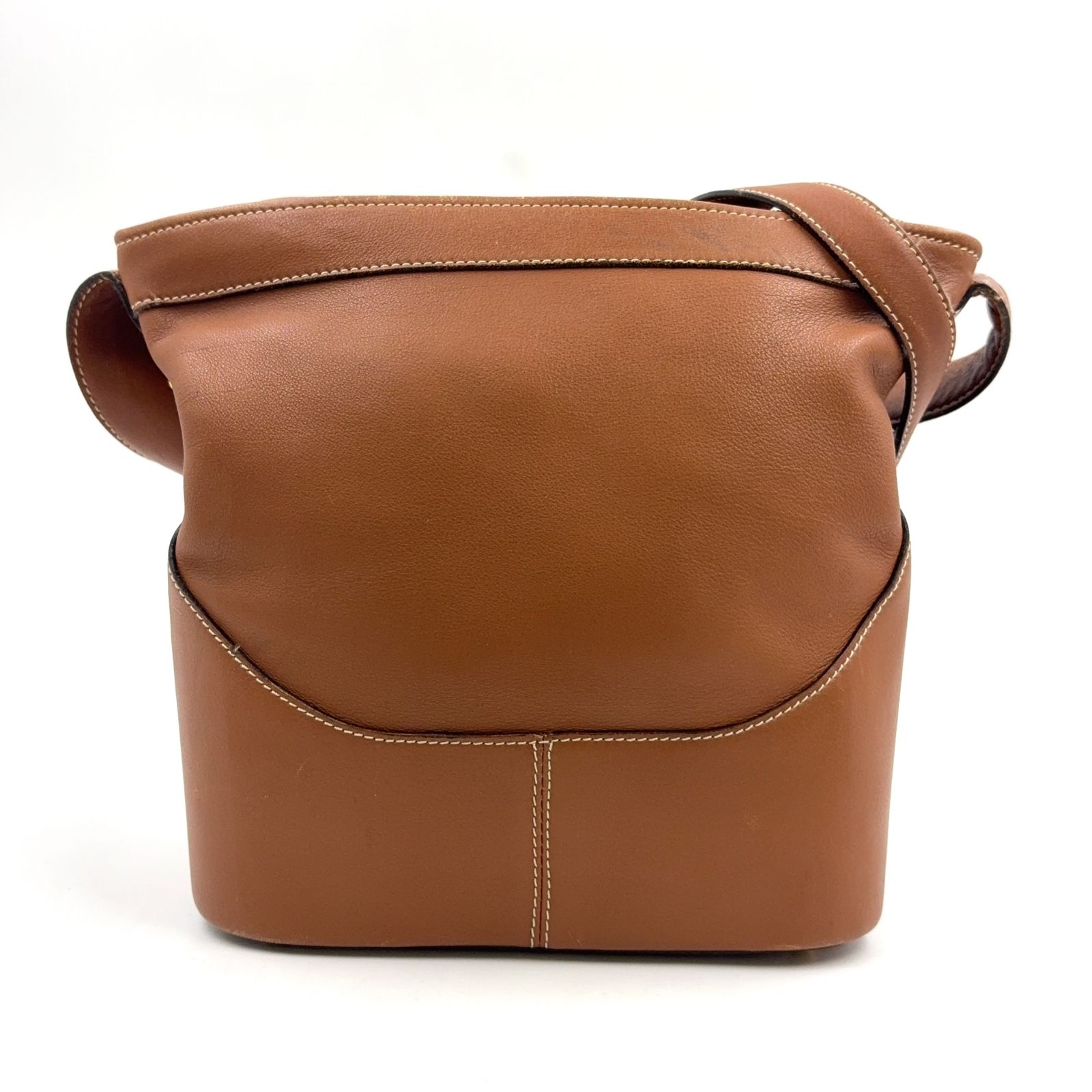 【新着】LOEWE アントン カーフ ライトブラウン ワンショルダーバッグ ゴールド