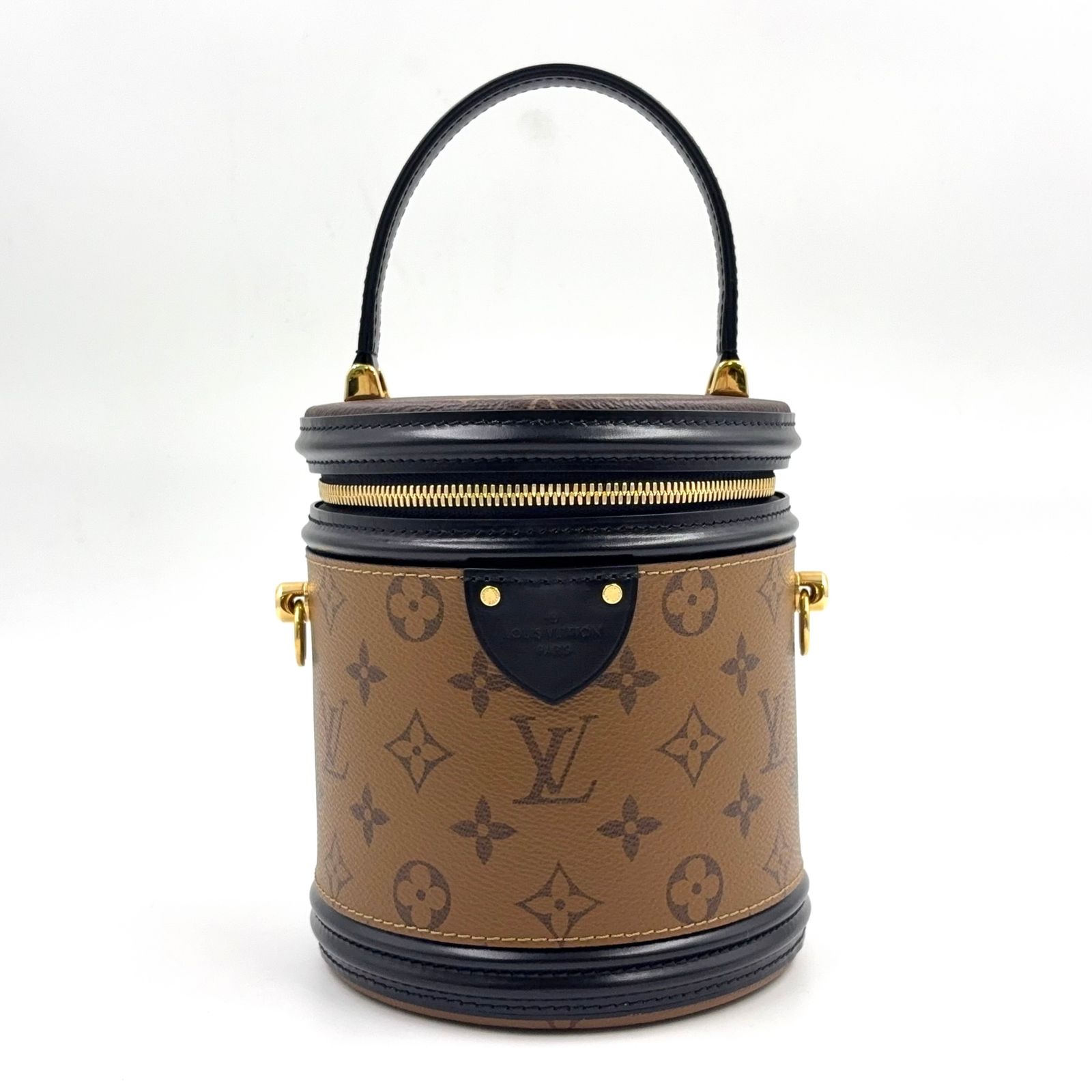 【新着】LOUIS VUITTON カンヌ モノグラムリバース 2WAYショルダー RFID対応 レザー、PVC ブラウン、ブラック ハンドバッグ ゴールド M43986