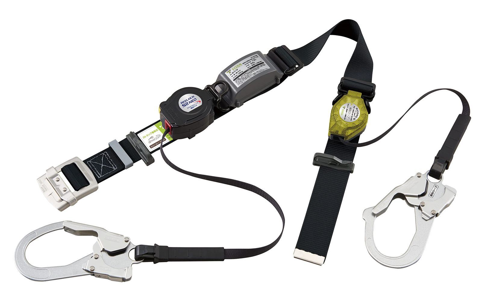 特価商品 タイタン(TITAN) ダブルフック 二丁掛け REELOCK SIINEOライト 墜落防止用 +RICORO-N 補助ロープ 軽量ワンタッチバックルタイプ BL M OTL-SLN505-RW-BL-M