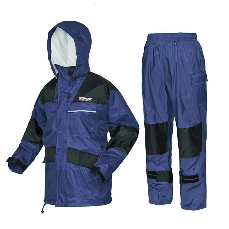 【新品】 Doqment(ドキュメント)ハードレインウェア 防水 撥水 膝・肘・肩補強 高耐久 オックス生地使用 仕事合羽 KM-001 ネイビー 5L