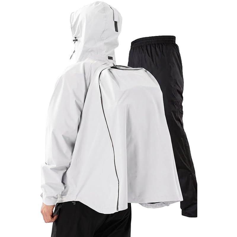 【新品】 [ベンケ] 【リュックも濡れない】 レインウェア 上下セット メンズ 防水 雨具 カッパ 自転車 レインパンツ 登山 釣り サイクル (ホワイト 3XL)