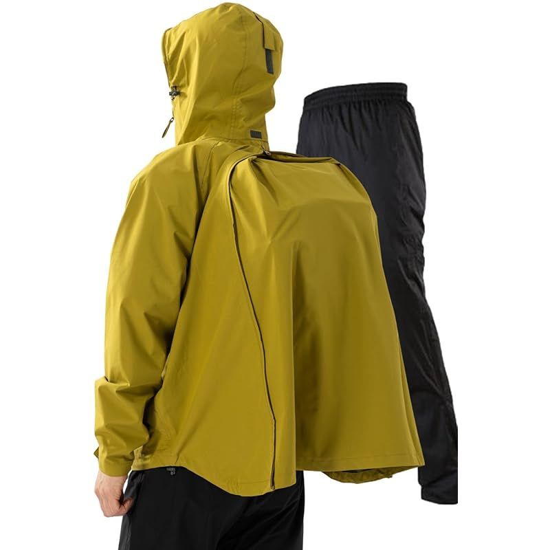 【新品】 [ベンケ] 【リュックも濡れない】 レインウェア 上下セット メンズ 防水 雨具 カッパ 自転車 レインパンツ 登山 釣り サイクル (カーキ M)