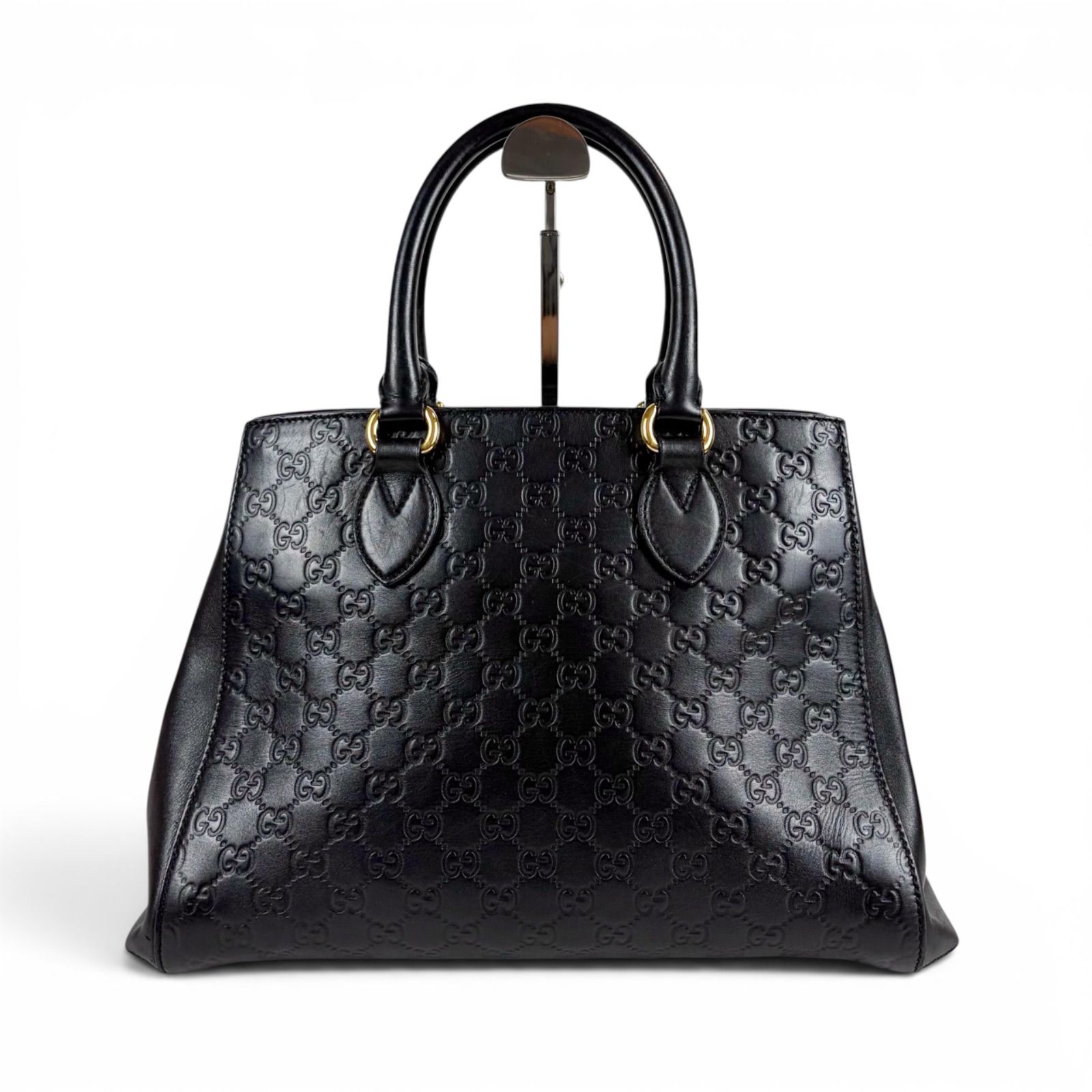グッチ GUCCI GGシマレザー ハンドバッグ トートバッグ ブラック 黒