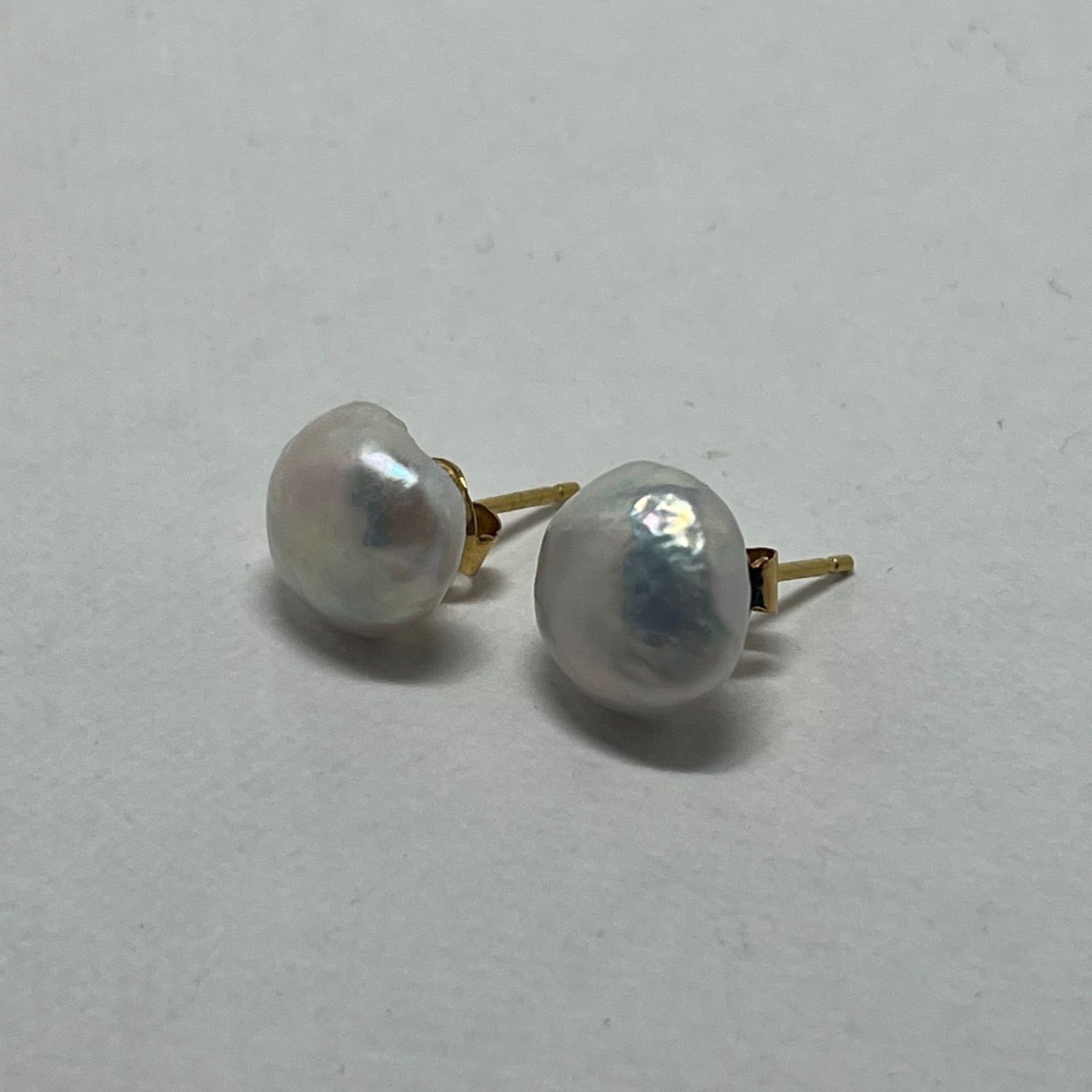 【K18】18金 パール ピアス レディース YG 真珠 ストーンアクセ ゴールドアクセ 白真珠 クリーニング済み