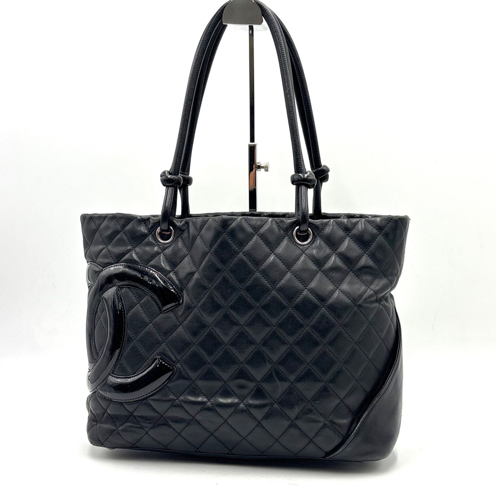 CHANEL シャネル カンボンライン レザー トートバッグ ブラック シール有 13番台