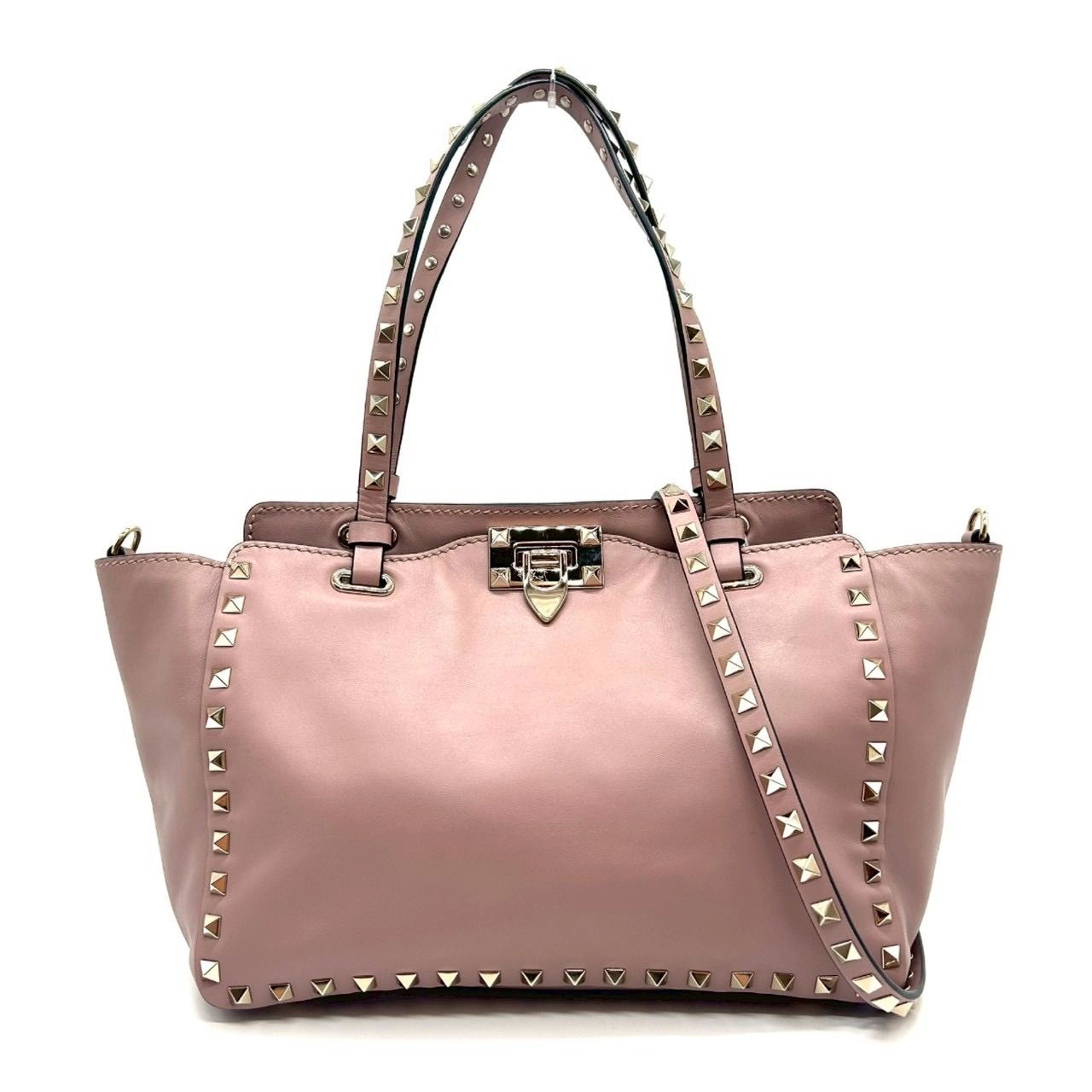 VALENTINO GARAVANI ヴァレンティノ ２WAY ハンドバッグ ロックスタッズ ピンク レザー ショルダーバッグ ガラヴァーニ レディース 鞄 トートバッグ ギフト プレゼント