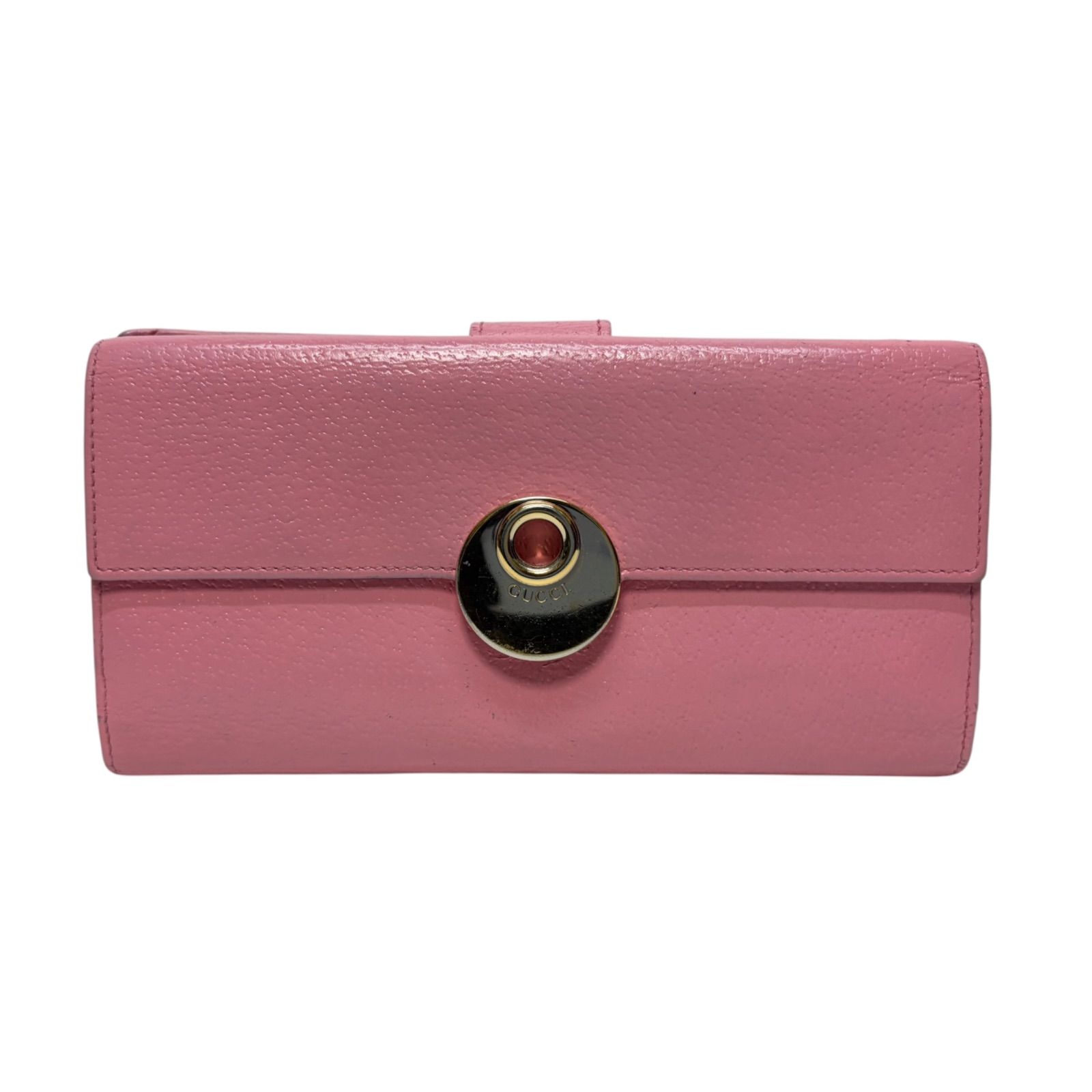 4767 GUCCI グッチ 長財布 ピンクベージュ レザー Wホック マーモント