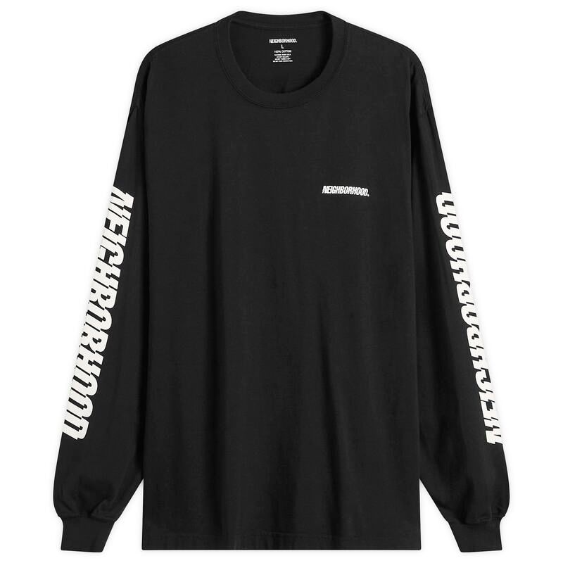 ネイバーフッド メンズ トップス Tシャツ ロゴ Neighborhood LS1 Distorted Logo Long Sleeve TShirt Black ブラック