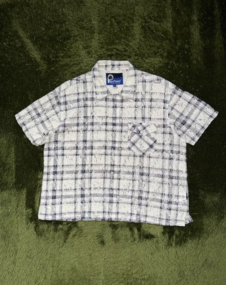 L Penfield ペンフィールド プレイド クロシェ 半袖シャツ アイボリー