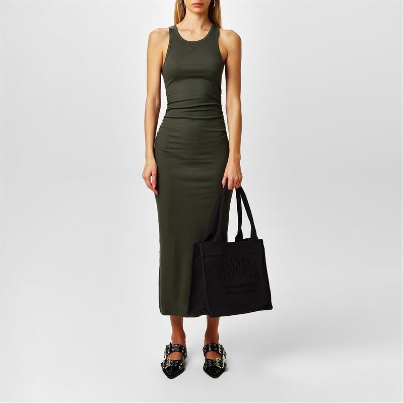 ガニー レディース トップス ワンピース リブ Ganni Ribbed Tank Dress Climbing Ivy