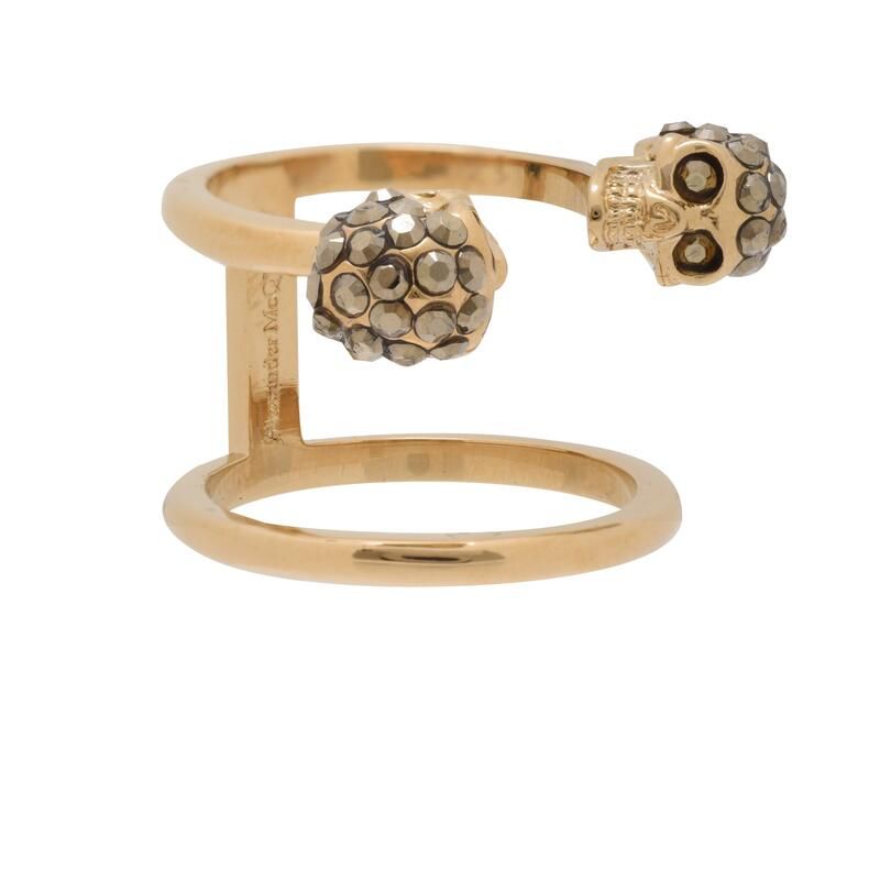 アレキサンダー・マックイーン レディース アクセサリー リング Alexander McQueen Womenskull Brass Double Ringold 7286 ゴールド