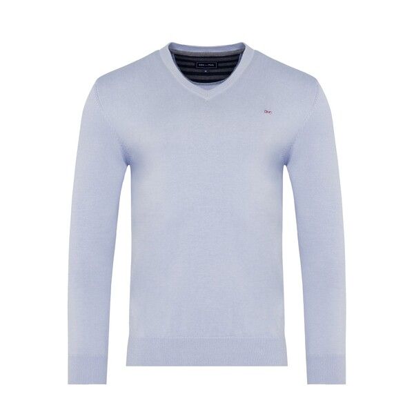 エデンパーク メンズ アウター ニット・セーター Vネック コットン ジャージー Eden Park Light blue Vneck cotton jersey jumper BLM3 ブルー