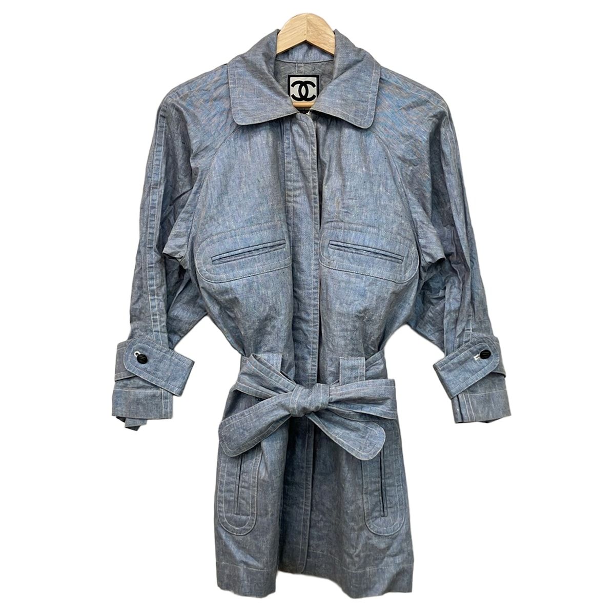 CHANEL(シャネル) コート サイズ36 S レディース美品 - P35271 ライトブルー 長袖/麻/春