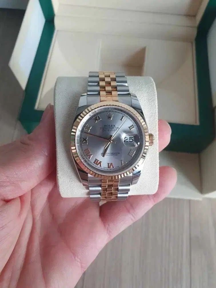 ROLEX デイジャスト36 ロジウム ローマン グレー ダイアル コンビ