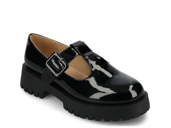ジャーニー レディース シューズ スリッポン・ローファー プラットフォーム Journee Suvi Platform Mary Jane Black Patent ブラック