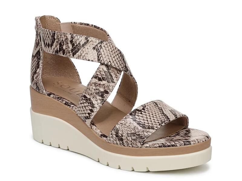 ソウルニュトライザー レディース シューズ サンダル SOUL Naturalizer Goodtimes Wedge Sandal Natural TaupeBlack Snake Print ブラ