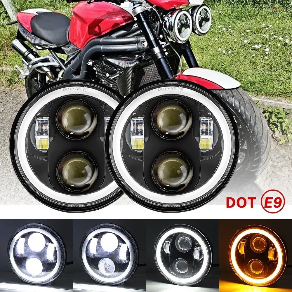 2個入り 5.75インチ LEDヘッドライトプロジェクター トライアンフ ロケットIII 3速トリプル ストリートトリプル 5 3/4インチ ヘッドランプ
