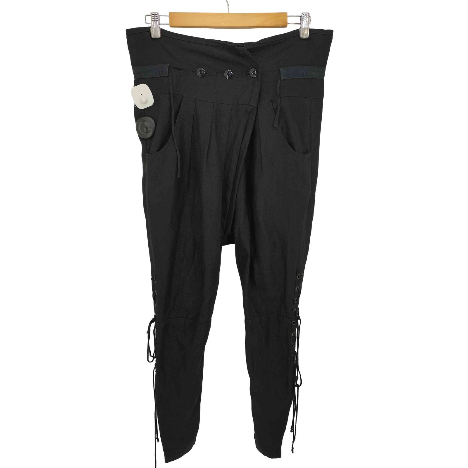 バルマンパリ BALMAIN PARIS フランス製 リネン100 裾ジップ レースアップ 編み上げ ラップパンツ メンズ FR：36