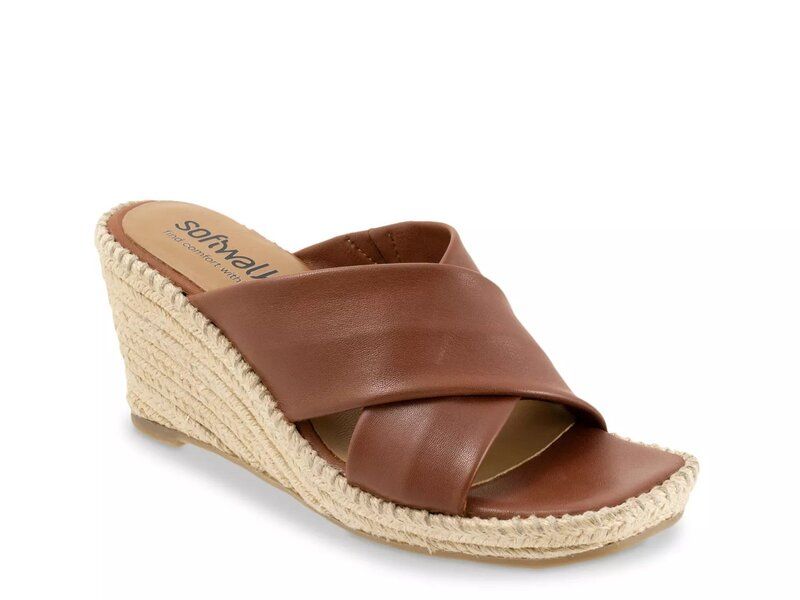 ソフトウォーク レディース シューズ サンダル Softwalk Hastings Espadrille Wedge Sandal Brown Leather ブラウン