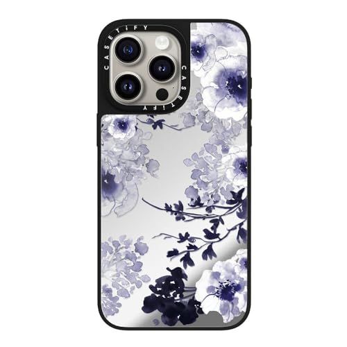 CASETiFY MagSafe 対応ミラー iPhone 15 Pro Max ケース [反射性 / 1.5mからの落下試験をクリア / MagSafe に対応] - BLUE SPRING - シルバー (ブラックバンパー)ma 35774ec4