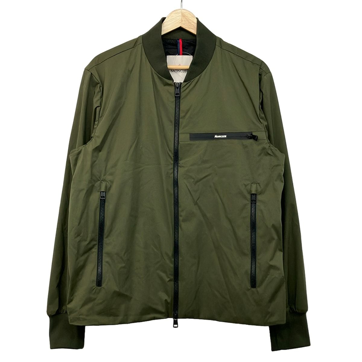 MONCLER(モンクレール) ブルゾン サイズ2 M メンズ美品 LEOS カーキ×黒 長袖/ジップアップ/春/秋