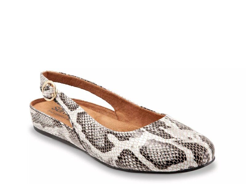 ソフトウォーク レディース シューズ パンプス Softwalk Sandy Flat GreyWhite Snake Print ホワイト