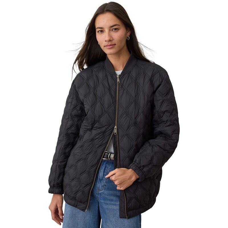マリーン レイヤー レディース アウター ジャケット・ブルゾン ナイロン Marine Layer Longline Nylon Bomber Womens Black ブラック