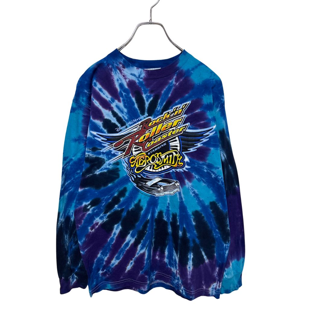 【Disney】Rock 'n' Roller Cpaster Aerosmith ロックンローラーコースター エアロスミス タイダイカットソー S-6853