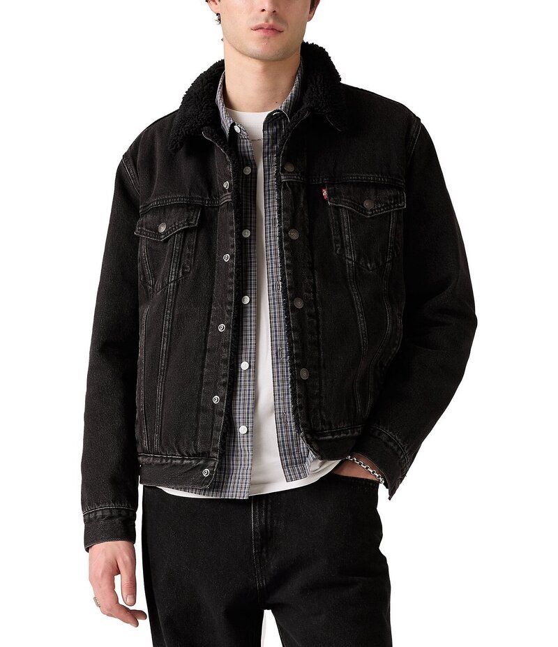 リーバイス メンズ アウター ジャケット・ブルゾン デニム ジャケット LevisR Type III DenimFauxSherpa Trucker Jacket Black ブラック