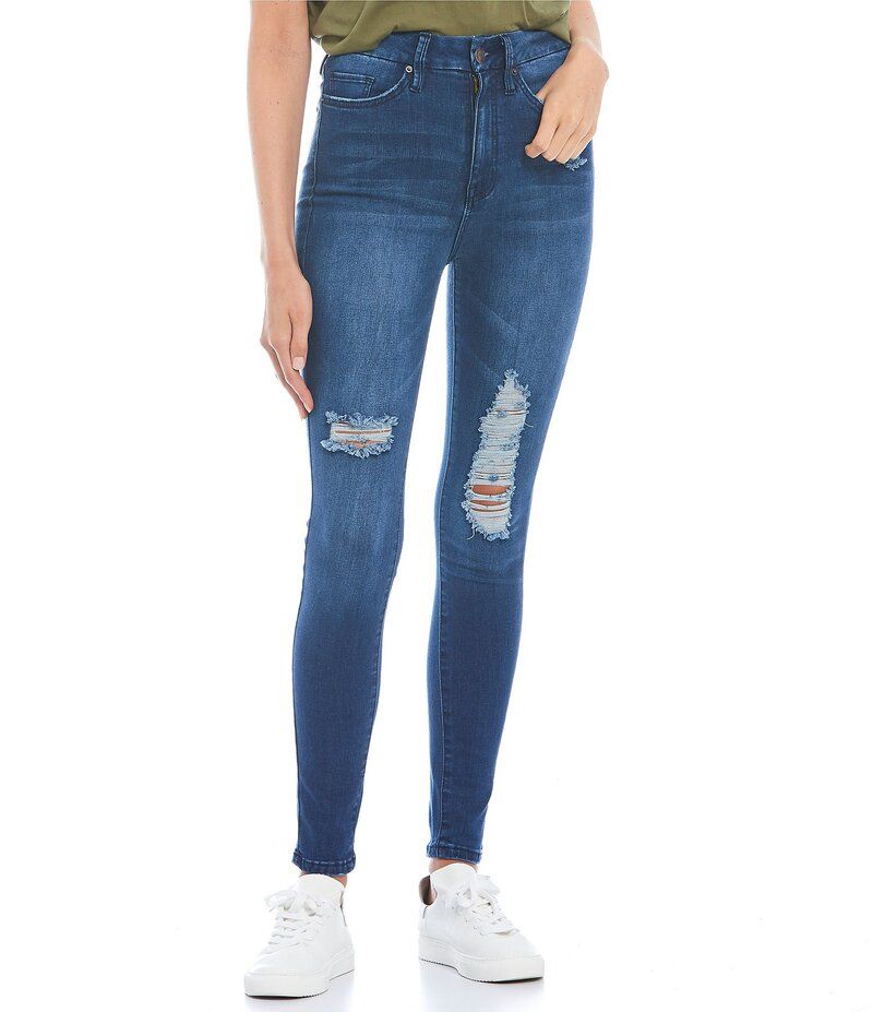 YMI ジーンズ レディース ボトムス デニムパンツ ジーンズ YMI Jeanswear Destructed High Rise Curvy Skinny Jeans Destructed Blu