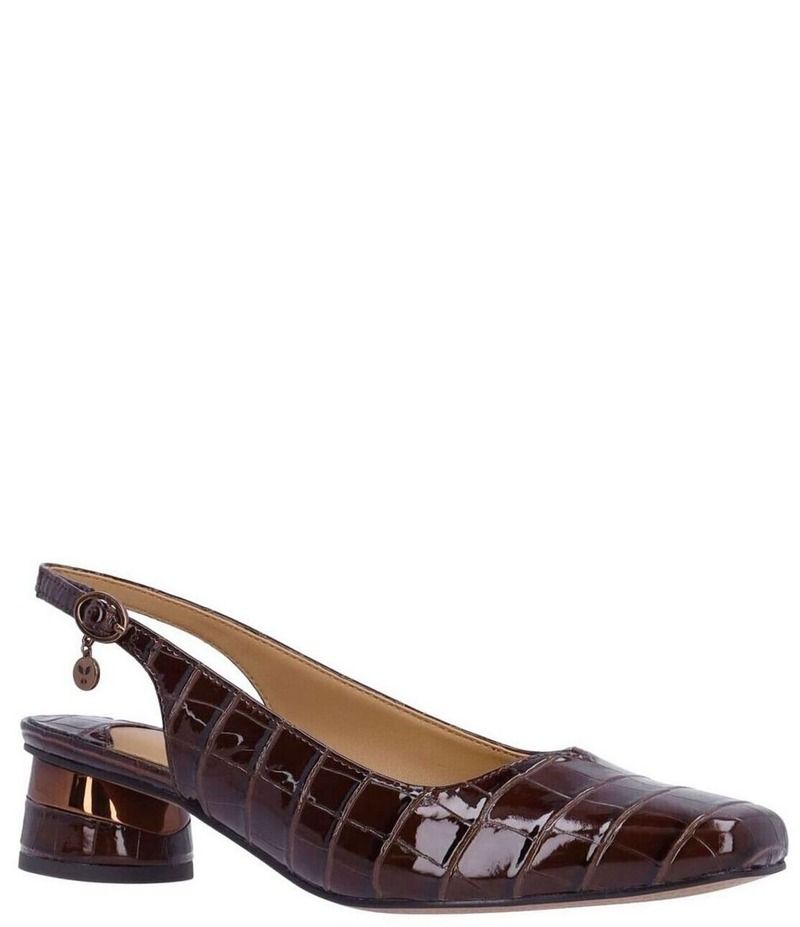 ジェイレニー レディース シューズ ヒール J Renee Taveta Croco Embossed Slingback Pumps Brown ブラウン