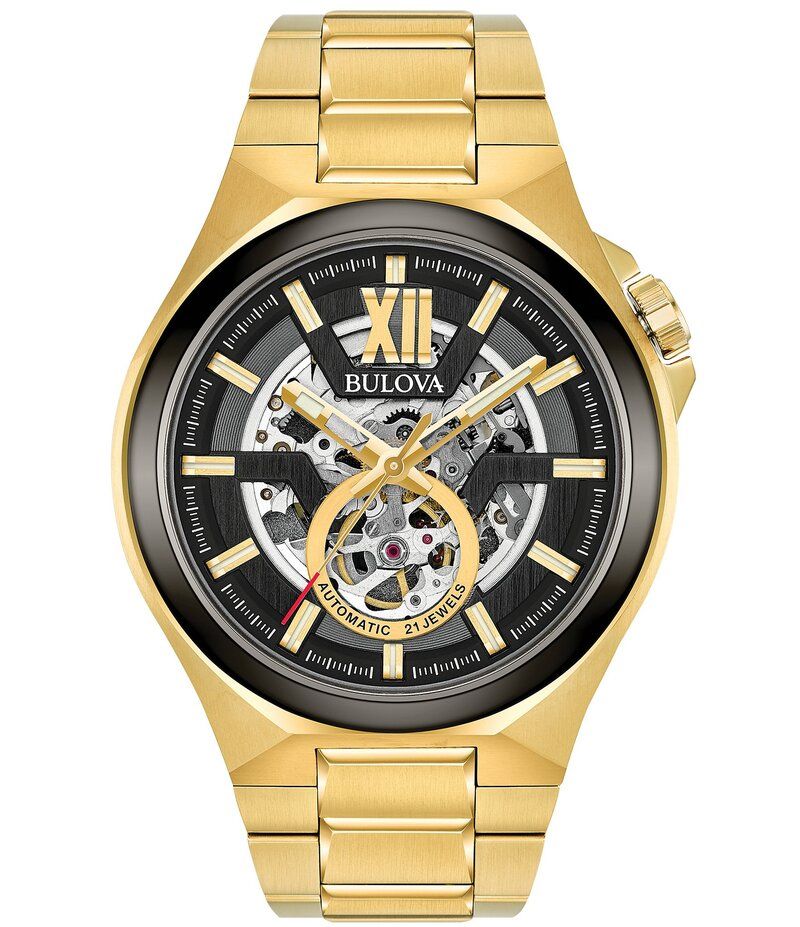 ブロバ レディース アクセサリー 腕時計 Tシャツ Bulova Mens Maquinautomatic Gold Stainlessteel Bracelet Watch Gold ゴールド